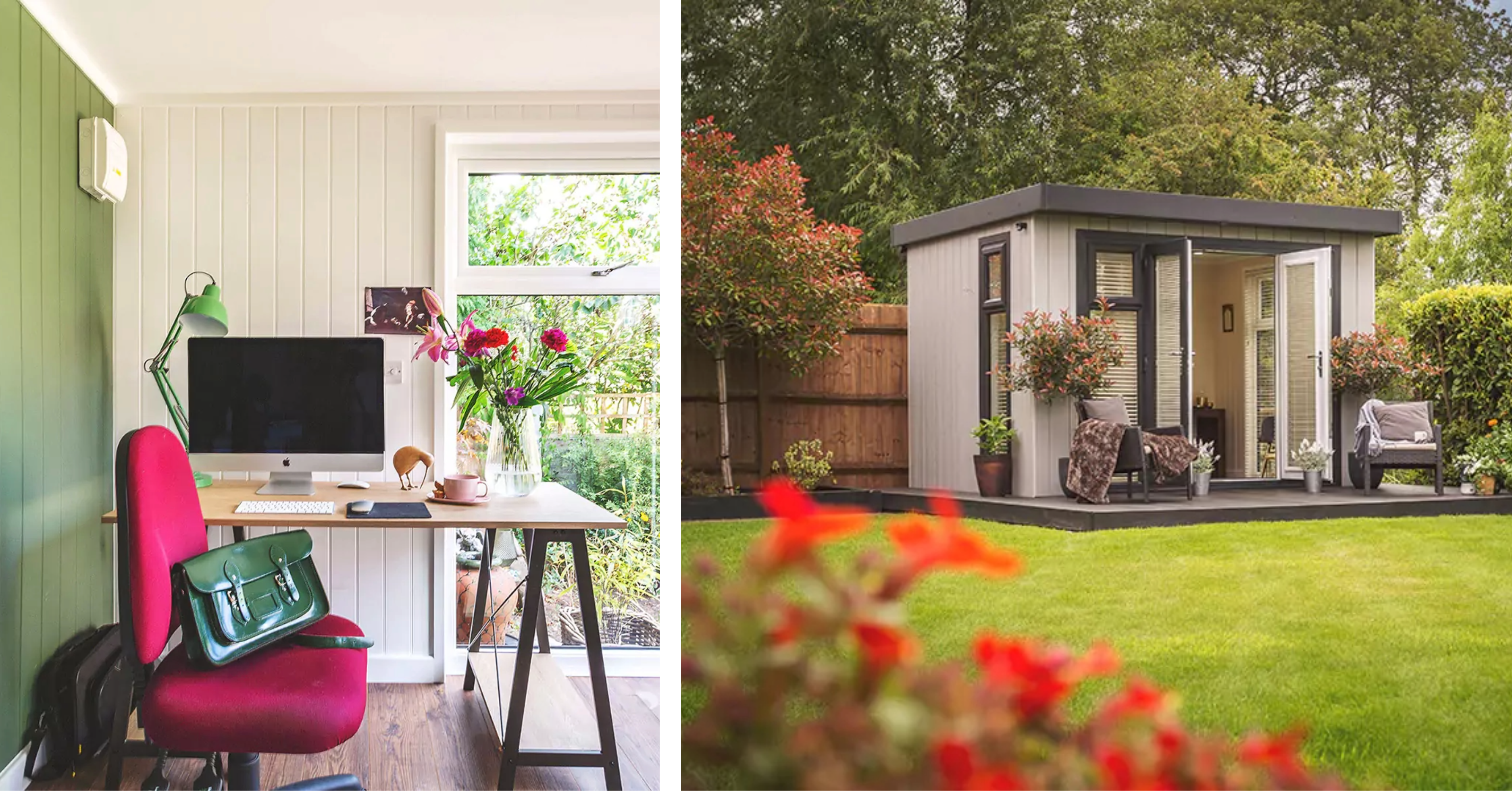 A calm garden office pod.
