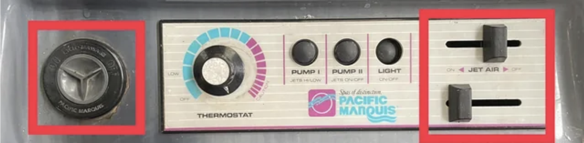 A clunky vintage hot tub controller.