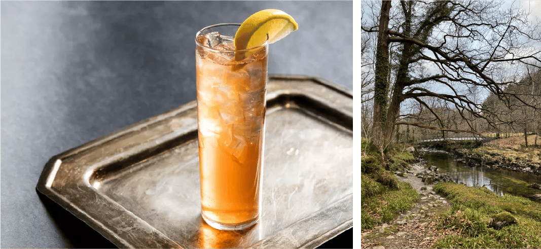 A highball drink for a BBQ Cabin party.