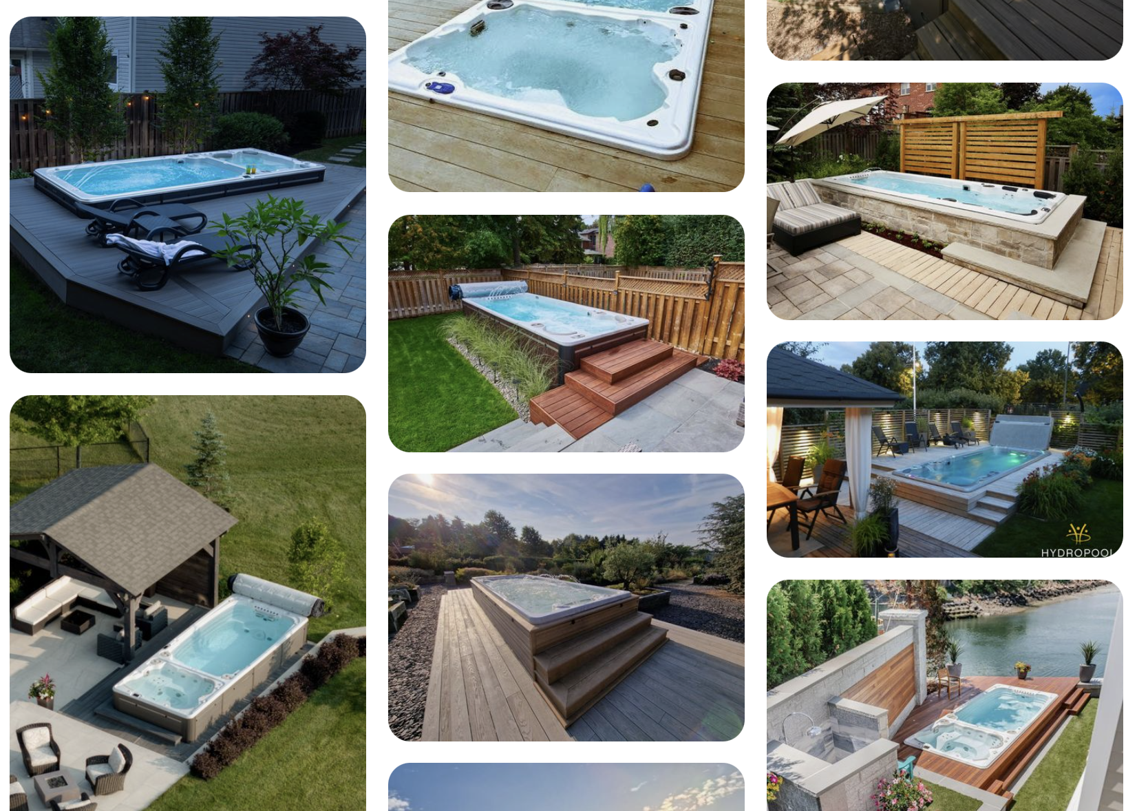 A collage of inspiring swim spa installations across England.