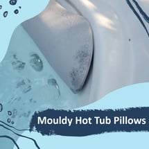 A hot tub showing black mould growing on the pillow.