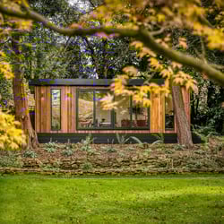 A garden building in autumn.