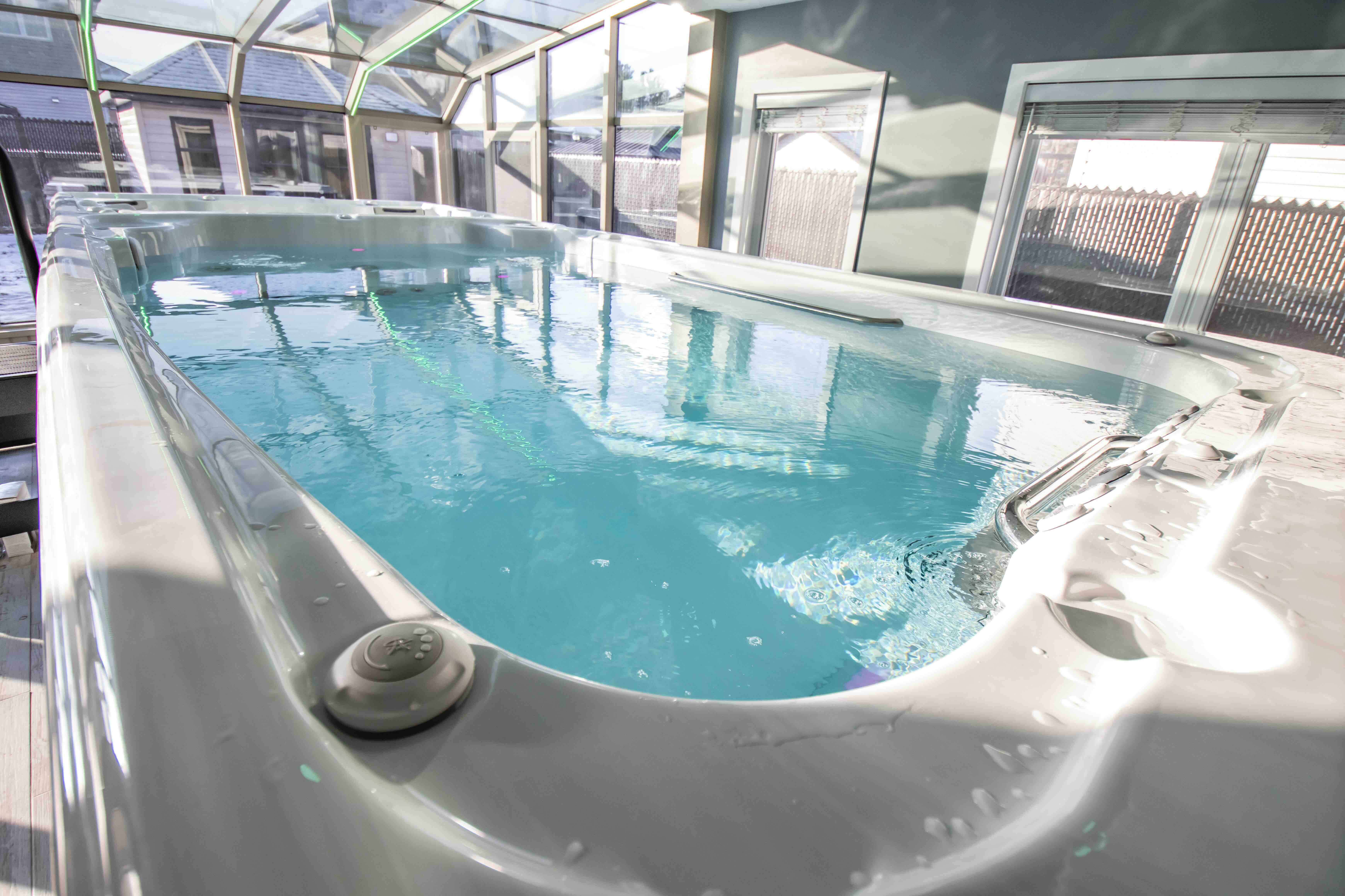 A pristine and sparkling swim spa that was chemically maintained and cleaned by the owner.  