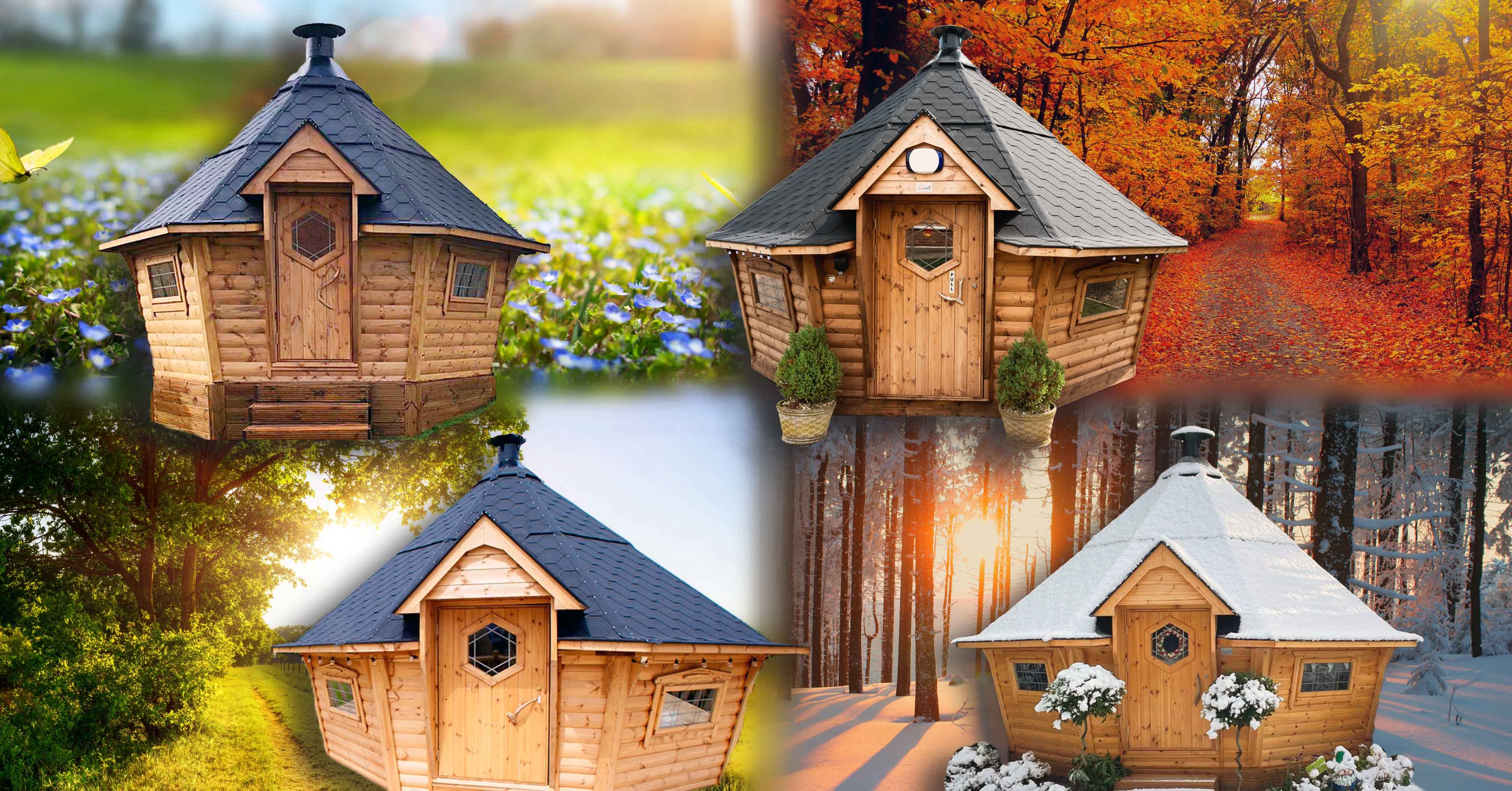 Four seasons of BBQ Cabins from Hydropool North West. 