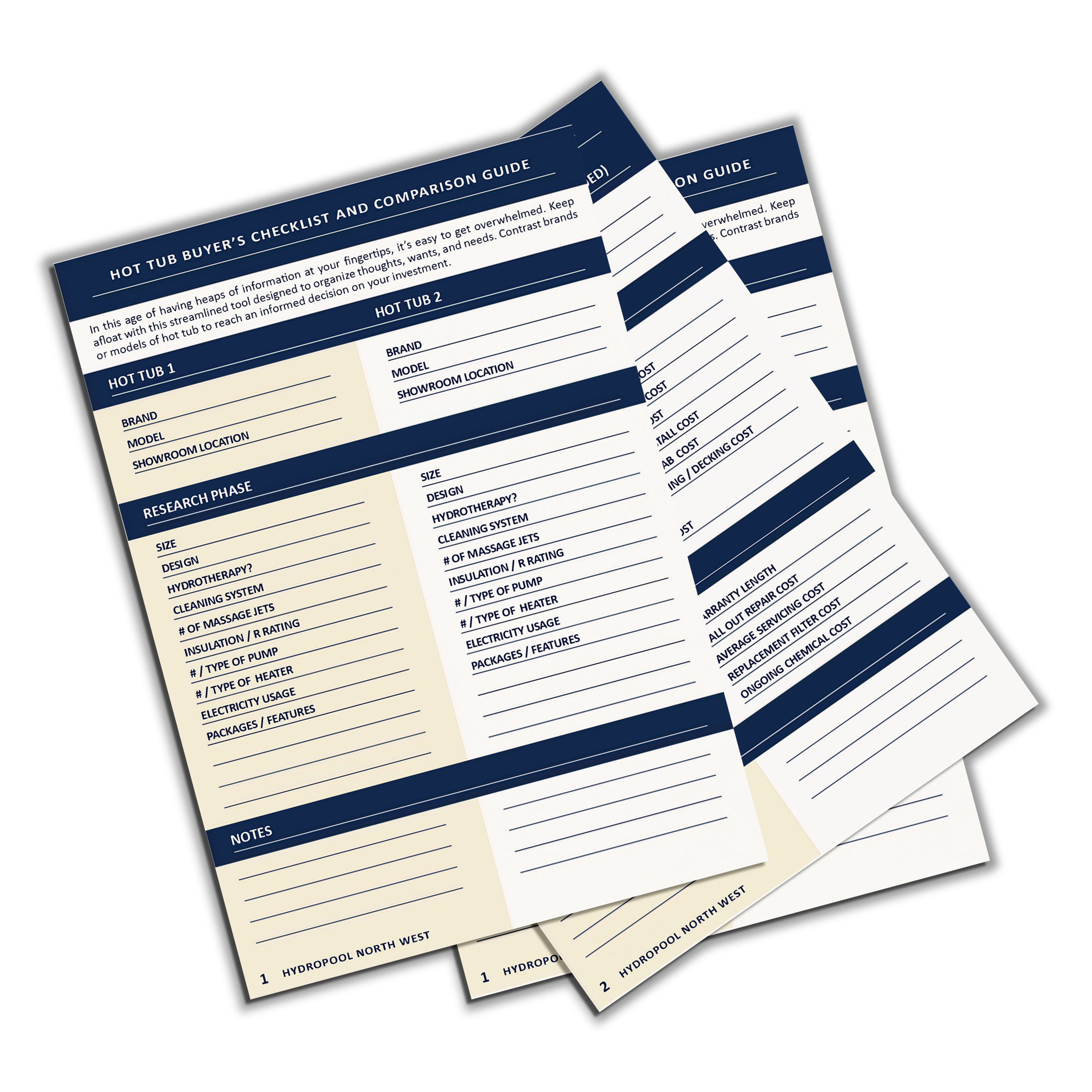 Hydropool Northwest Hot Tub Brand Comparison Sheet