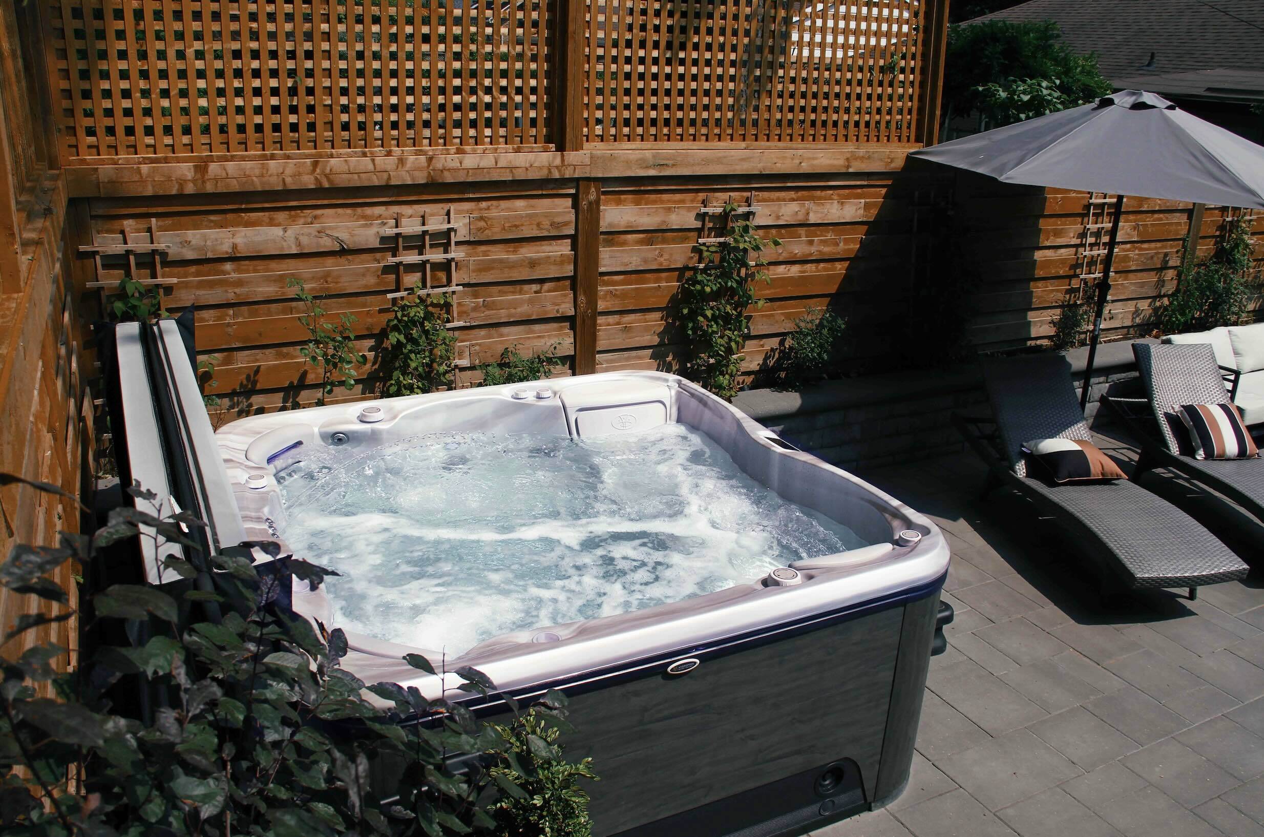 A luxury Hydropool hot tub in perfect condition after the owners implemented the correct maintenance techniques. 