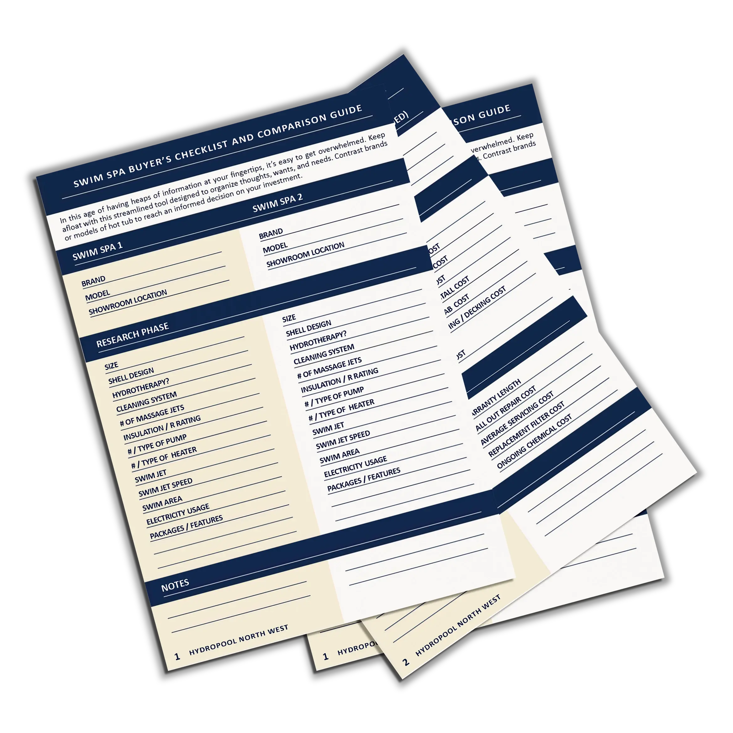 Hydropool Northwest Swim Spa Brand Comparison Sheet